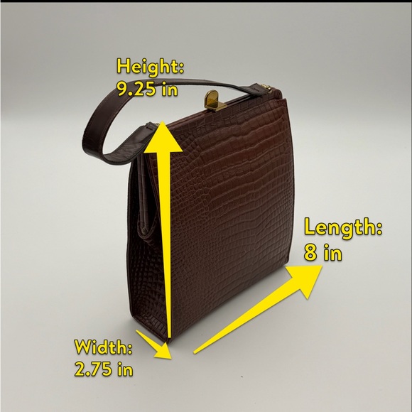 Vintage Lennox Bags Faux Crocodile Print Clasp Handbag 1950s 1960s - Picture 16 of 16